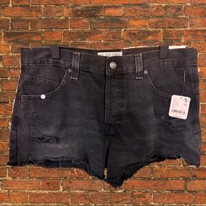 We The Free Now or Never Denim Shorts-NWT- Distressed Black Denim CutOffs Zodiac